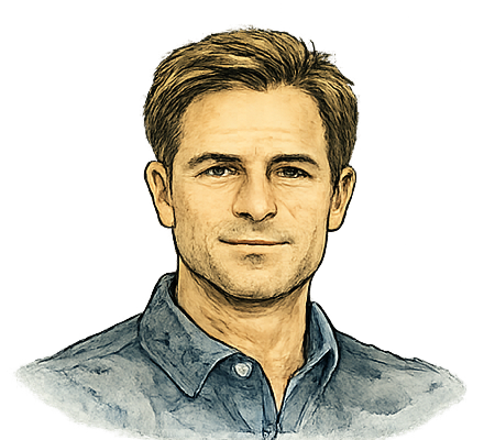 Illustrated portrait of Cal Newport