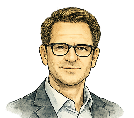Illustrated portrait of Greg McKeown